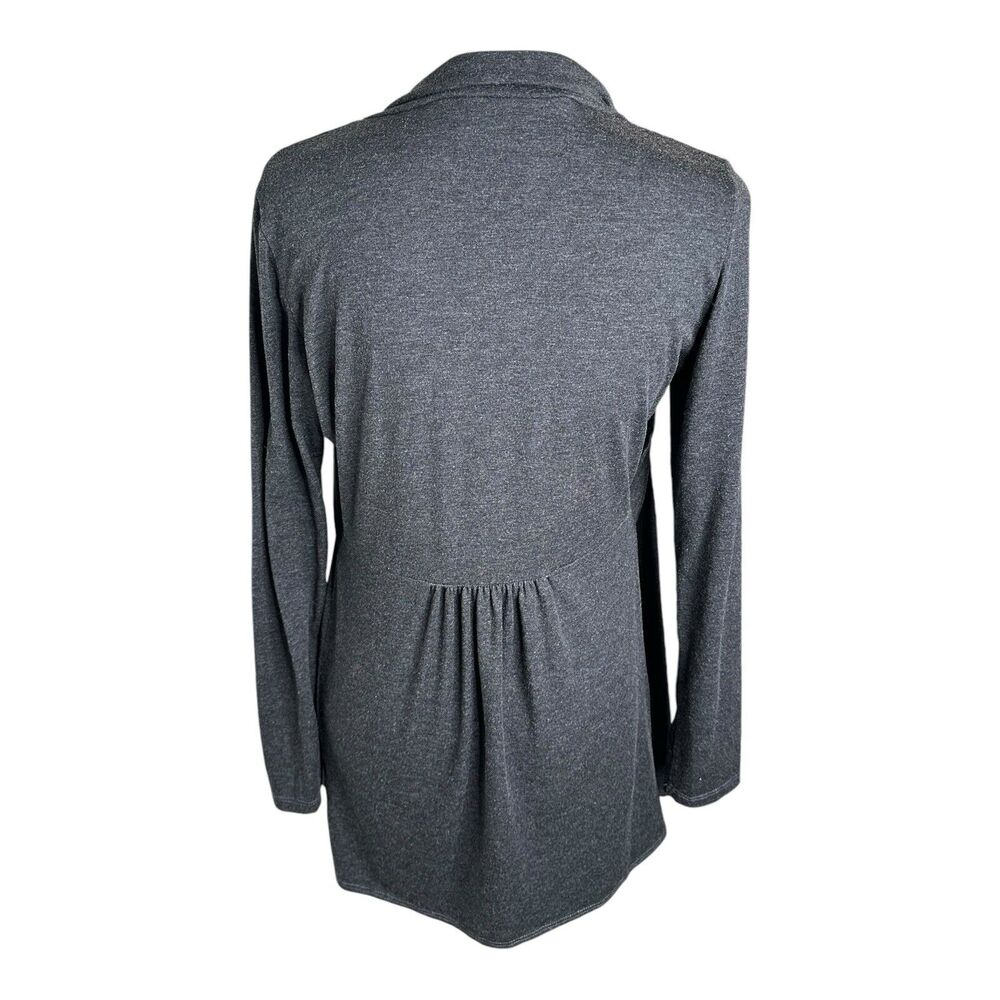 Lola & Sophie Women Black Wrapped Open Front Modal Asymmetrical Cardigan Sz L - Picture 4 of 8